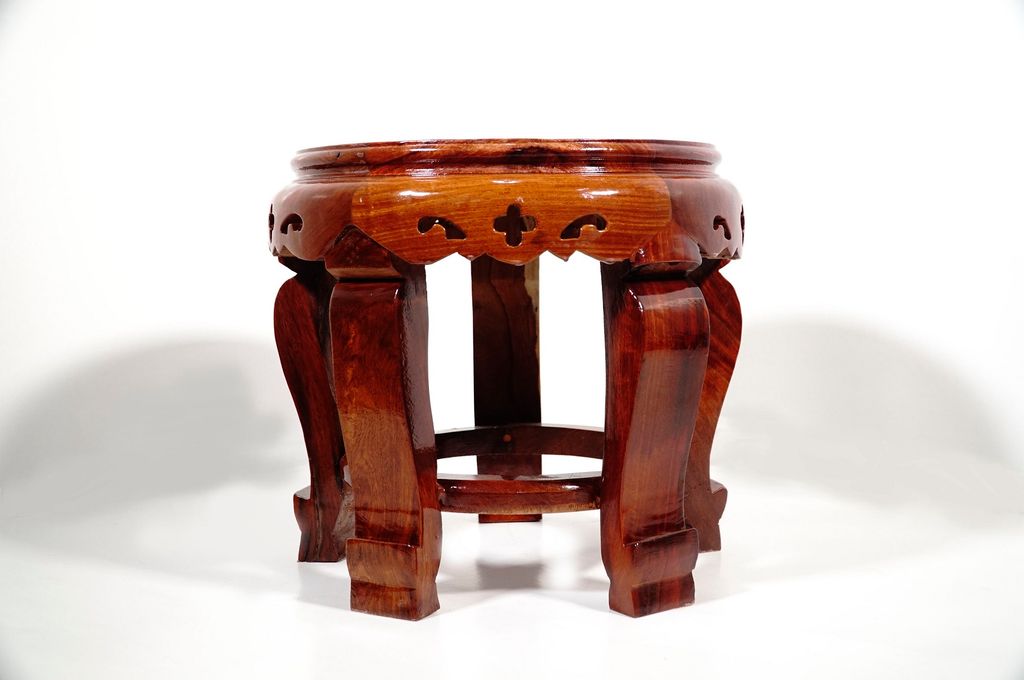 Đôn gỗ ghế tròn uống trà gỗ hương 5 chân đế kê chậu cây cảnh - Cao 30cm, Mặt 30cm
