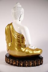 Tượng Phật Bổn Sư Thích Ca Mâu Ni Phật có đế rời áo vàng sơn bóng - Cao 29cm
