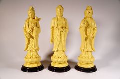 Bộ 3 tượng Phật Tây Phương Tam Thánh Tam Thế Phật vàng đất - Cao 25cm