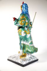 Tượng Quan Công Quan Vân Trường đứng vẽ sắc màu gốm sứ tuyệt đẹp - Cao 40cm