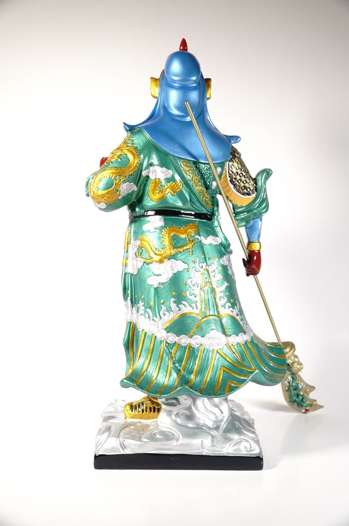Tượng Quan Công Quan Vân Trường đứng vẽ sắc màu gốm sứ tuyệt đẹp - Cao 40cm