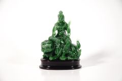 Bộ 2 tượng Phật Phổ Hiền và Văn Thù bồ tát ngồi cẩm thạch - Cao 10cm