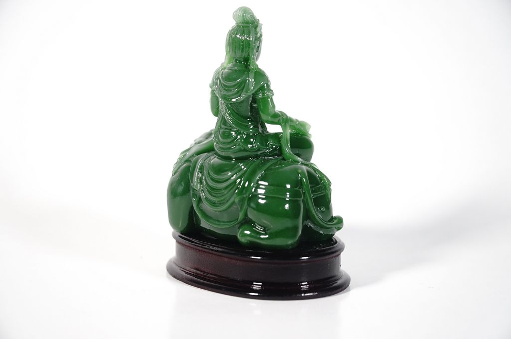 Tượng Phật Phổ Hiền Bồ Tát cưỡi voi cẩm thạch xanh - Cao 10cm