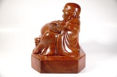 Tượng Phật Di Lặc gỗ hương nguyên khối VẠN SỰ NHƯ Ý - Cao 20cm Rộng 30cm