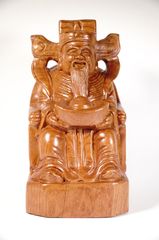 Cặp tượng Tài Địa gỗ hương nguyên khối chạm khắc thờ Thần Tài Thổ Địa - Cao 25cm