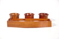 Bộ 3 ly nước thờ cúng gỗ hương nguyên khối cao cấp có đế - 15x5cm