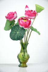 Hoa giả trang trí decor, bụi hoa sen hồng trưng bày, đặt bàn thờ đẹp loại xịn - Dài 52cm