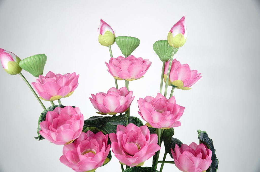 Hoa giả đẹp, cành hoa Sen lụa đẹp tự nhiên loại xịn - Dài 80cm
