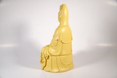 Tượng Phật Bồ Tát Quan Âm nguyên khối vàng đất ngồi đài sen - Cao 30cm