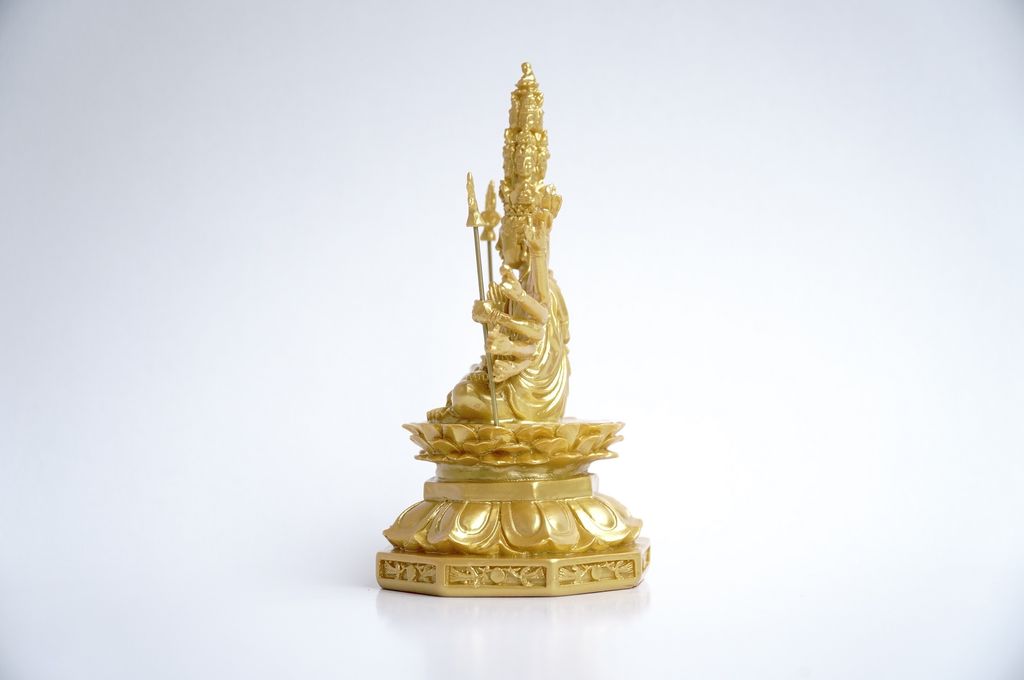 Tượng Phật Chuẩn Đề Thiên Thủ Thiên Nhãn nhũ vàng - Cao 16cm