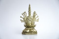 Tượng Phật Chuẩn Đề Thiên Thủ Thiên Nhãn xi mạ đồng - Cao 16cm