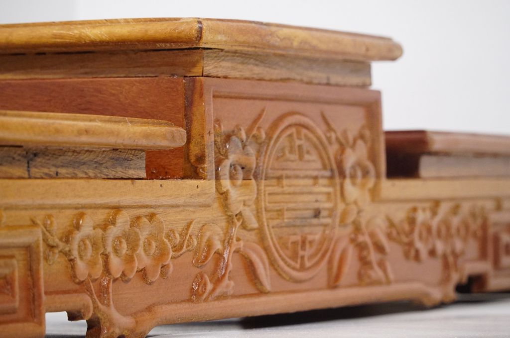 Đôn gỗ tam cấp Tam sơn gỗ hương thờ cúng đặt chậu cây tượng thờ - Nhiều cỡ