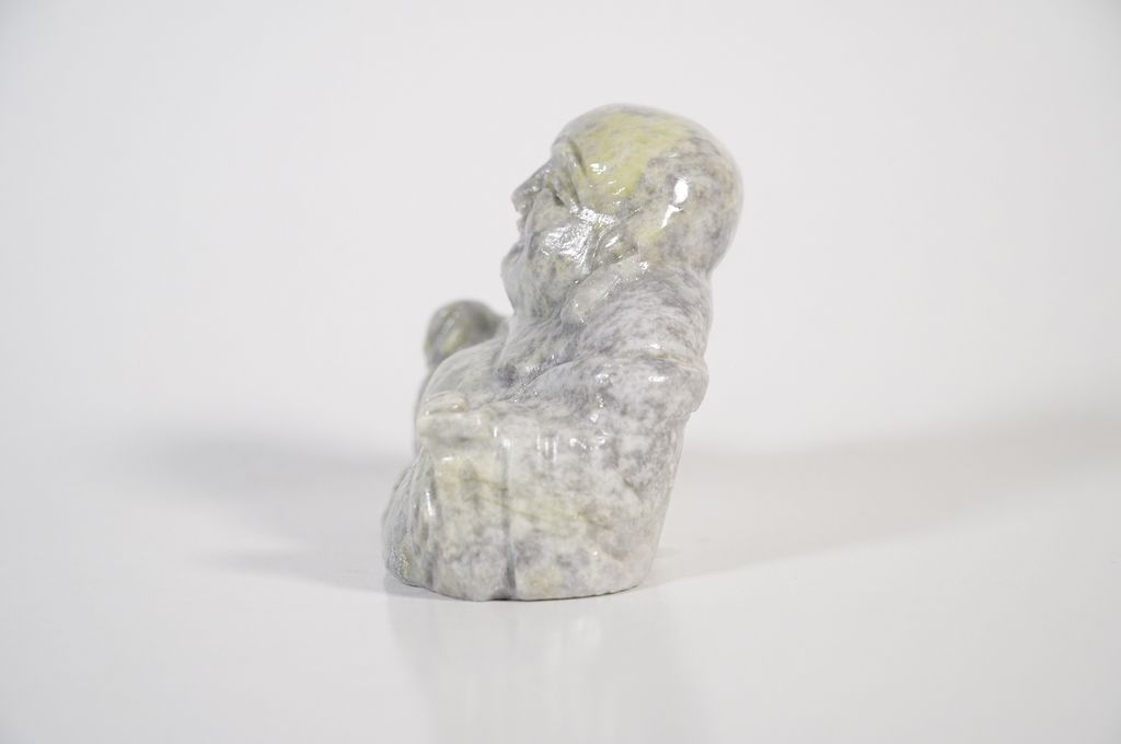 Tượng Phật Di Lặc đá cẩm thạch trắng NGỒI CƯỜI tự nhiên nguyên khối để xe ô tô, bàn làm việc, non bộ - 8cm nhiều màu