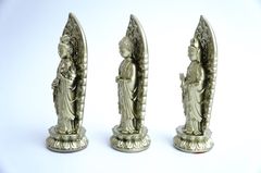 Bộ 3 Tượng Tam Thế Phật Tây Phương Tam Thánh đứng mạ đồng - Cao 18cm