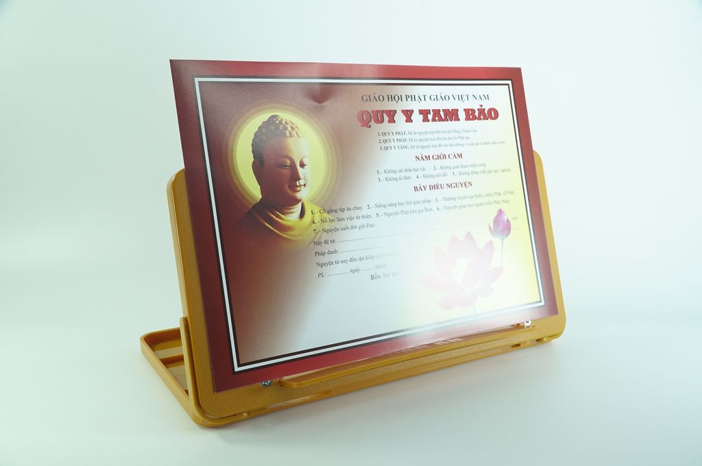 Giấy chứng nhận Quy Y Tam Bảo theo đạo Phật - Đỏ 30x20cm