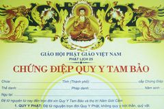 Giấy chứng nhận Quy Y Tam Bảo theo đạo Phật - Vàng 30x25cm