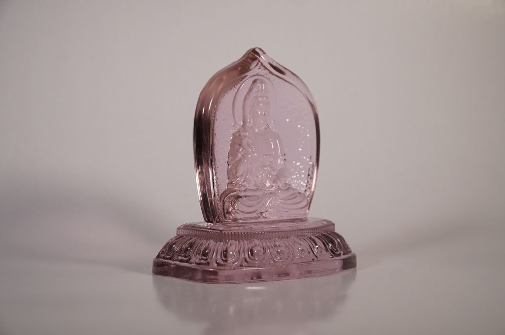 Tượng Phật Bà Quan Âm Bồ Tát để xe lưu ly hào quang nguyên khối - Cao 10cm