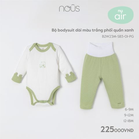 Bộ bodysuit dài Nous Air màu trắng phối quần xanh