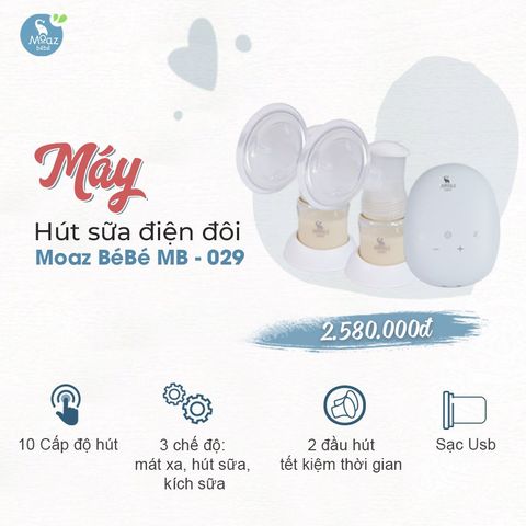 Máy hút sữa điện đôi Moaz BéBé MB – 029