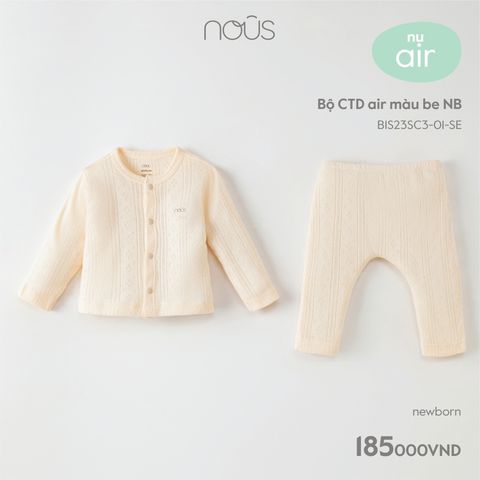 Bộ newborn Nous Air cài thẳng dài màu be NB