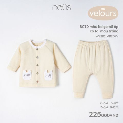 Bộ CTD Nous velours màu beige túi ốp có tai màu trắng