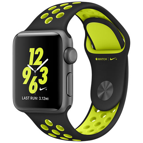 Apple Watch 2 42mm Space Gray Aluminum Case Nike+ Sport - Black/Volt (MP0A2)