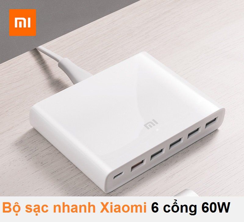 Bộ sạc nhanh Xiaomi 6 cổng 60W