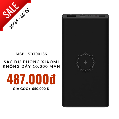 Sạc dự phòng không dây xiaomi 10000mAh
