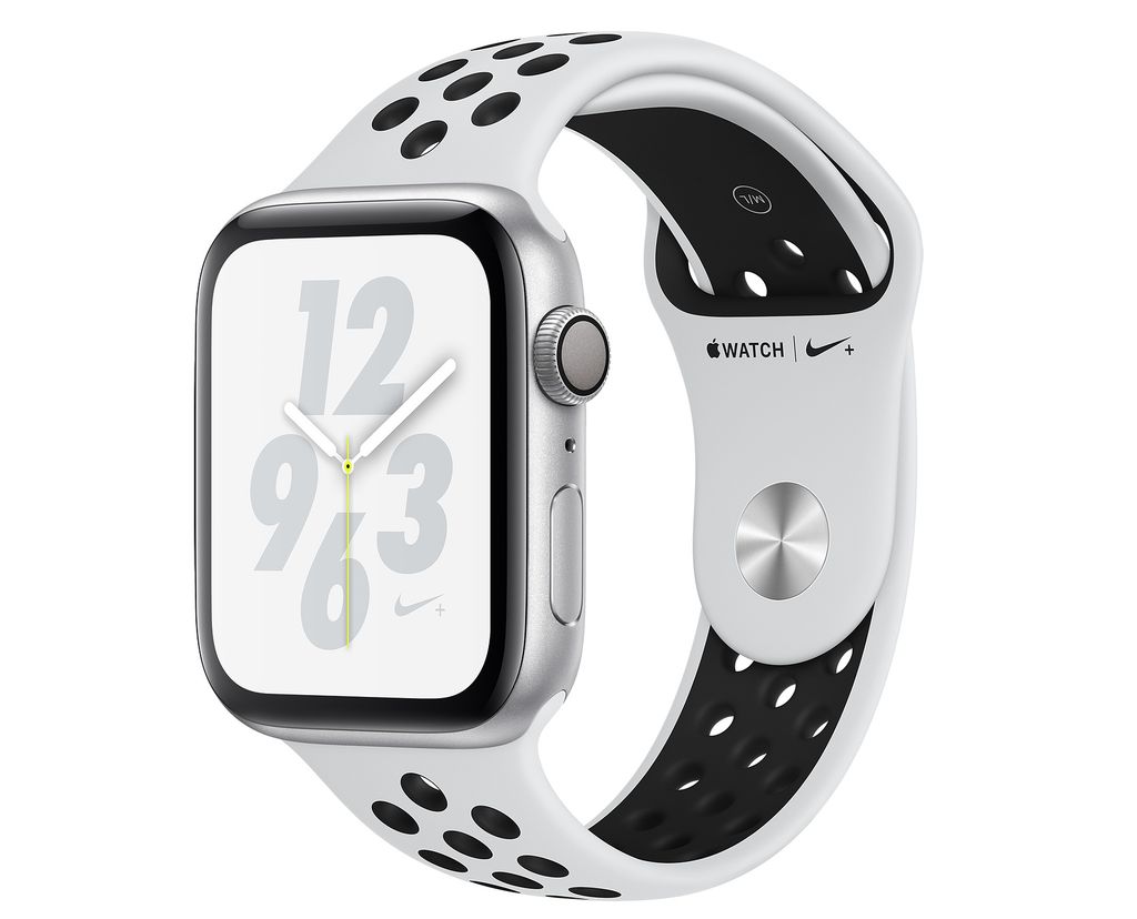 Apple Watch Series 4 44mm Silver Aluminum Case with Pure Platinum/Black Nike Sport Band (GPS) MU6K2