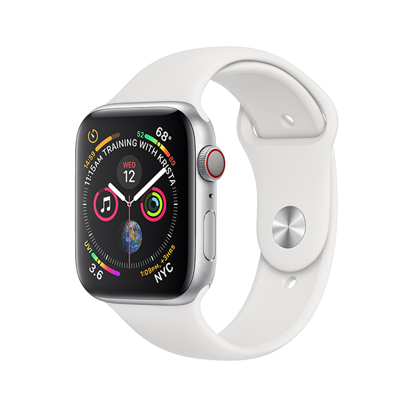 Apple Watch Series 4 40mm Silver Aluminum Case With White Sport Band (LTE) - New 99%