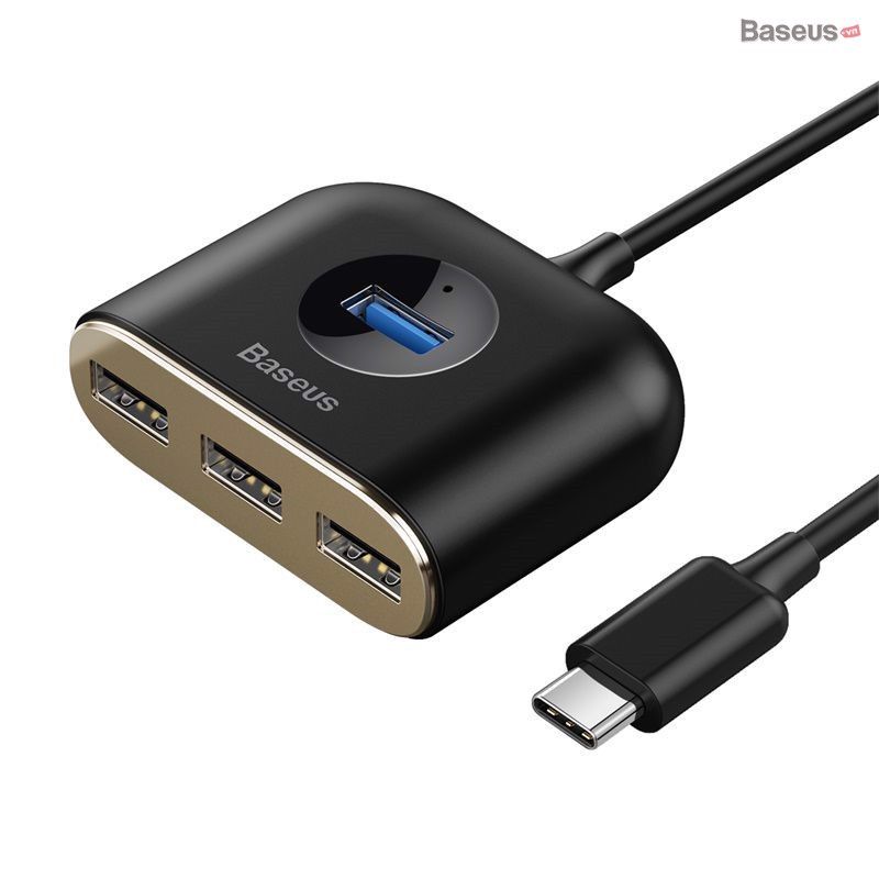 Bộ HUB chia cổng USB Baseus Square Round 4 in 1 ( Type C/ USB 3.0 to USB3.0*1+USB2.0*3 Smart Adapter)