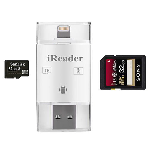 Đầu đọc thẻ nhớ iReader OTG 3 in 1 cho iPhone & Android Phone