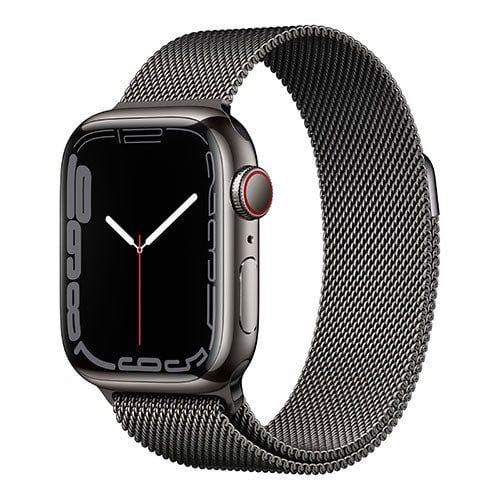 Apple Watch Series 7 (GPS + Cellular 4G) 45mm Graphite Stainless Steel Case with Graphite Milanese Loop - MKL33VN/A