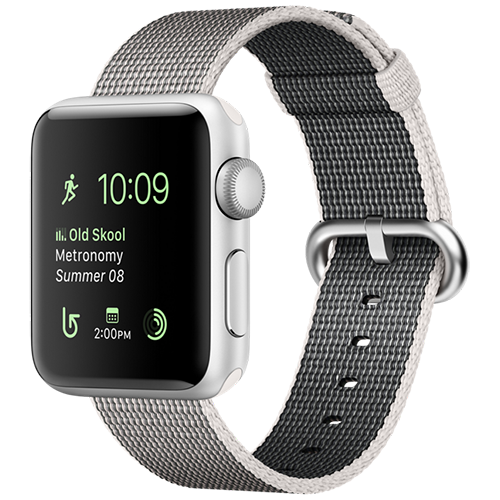 Apple Watch 2 38mm Silver Aluminum Case - Pearl Woven Nylon (MNNX2)