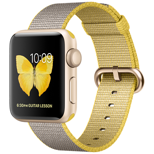 Apple Watch 2 38mm Gold Aluminum Case - Yellow Woven Nylon (MNP32)