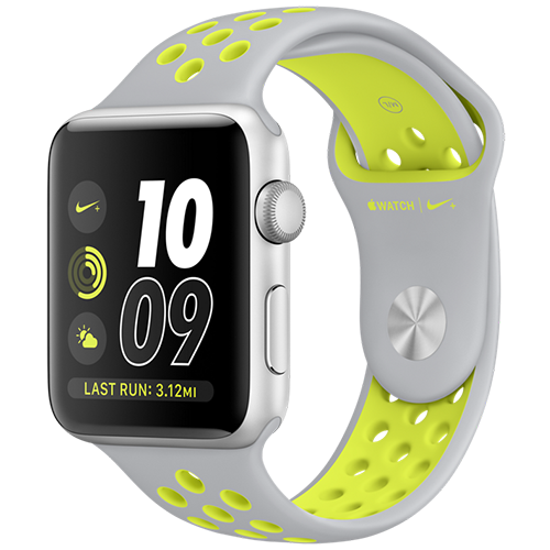 Apple Watch 2 42mm Aluminum Case Nike+ Sport - Silver/Volt (MNYQ2)