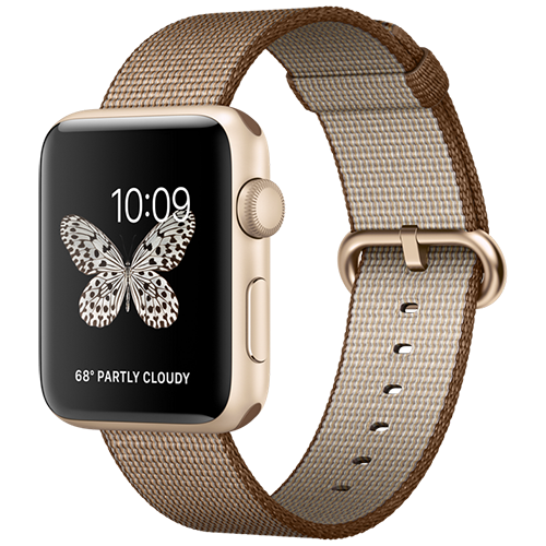 Apple Watch 2 42mm Gold Aluminum Case - Coffee Woven Nylon (MNPP2)