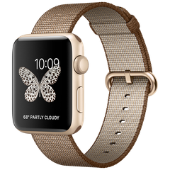 Apple Watch 2 42mm Gold Aluminum Case - Coffee Woven Nylon (MNPP2)