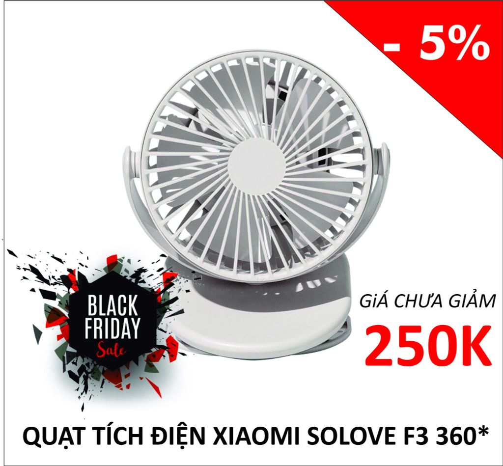 Quạt tích điện Xiaomi Solove F3 xoay 360 độ