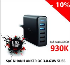 Sạc nhanh Anker QC 3.0 - 63W 5USB Speed A2054