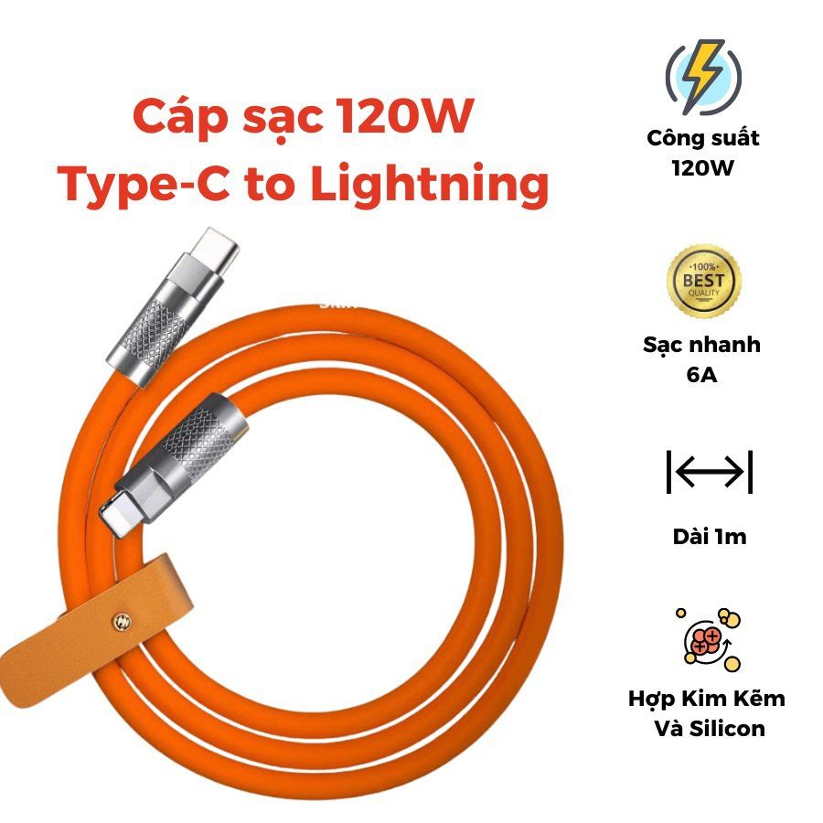 Cáp sạc nhanh 120W 6A Type C-C/ Type C- Lightning