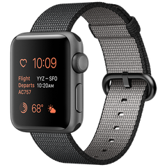 Apple Watch 2 38mm Space Gray Aluminum Case - Black Woven Nylon (MP052)