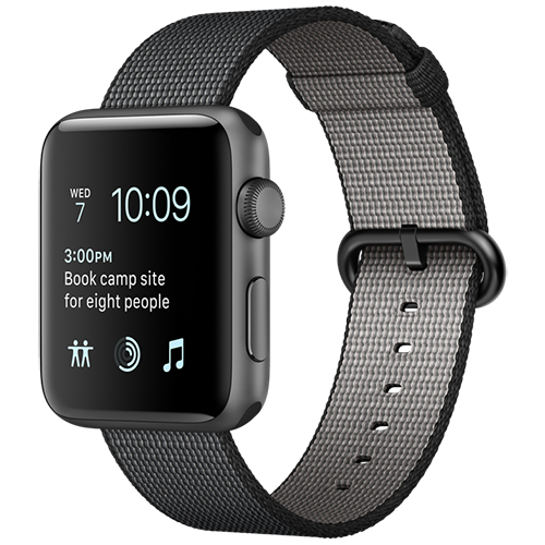 Apple Watch 2 42mm Space Gray Aluminum Case - Black Woven Nylon (MP072)