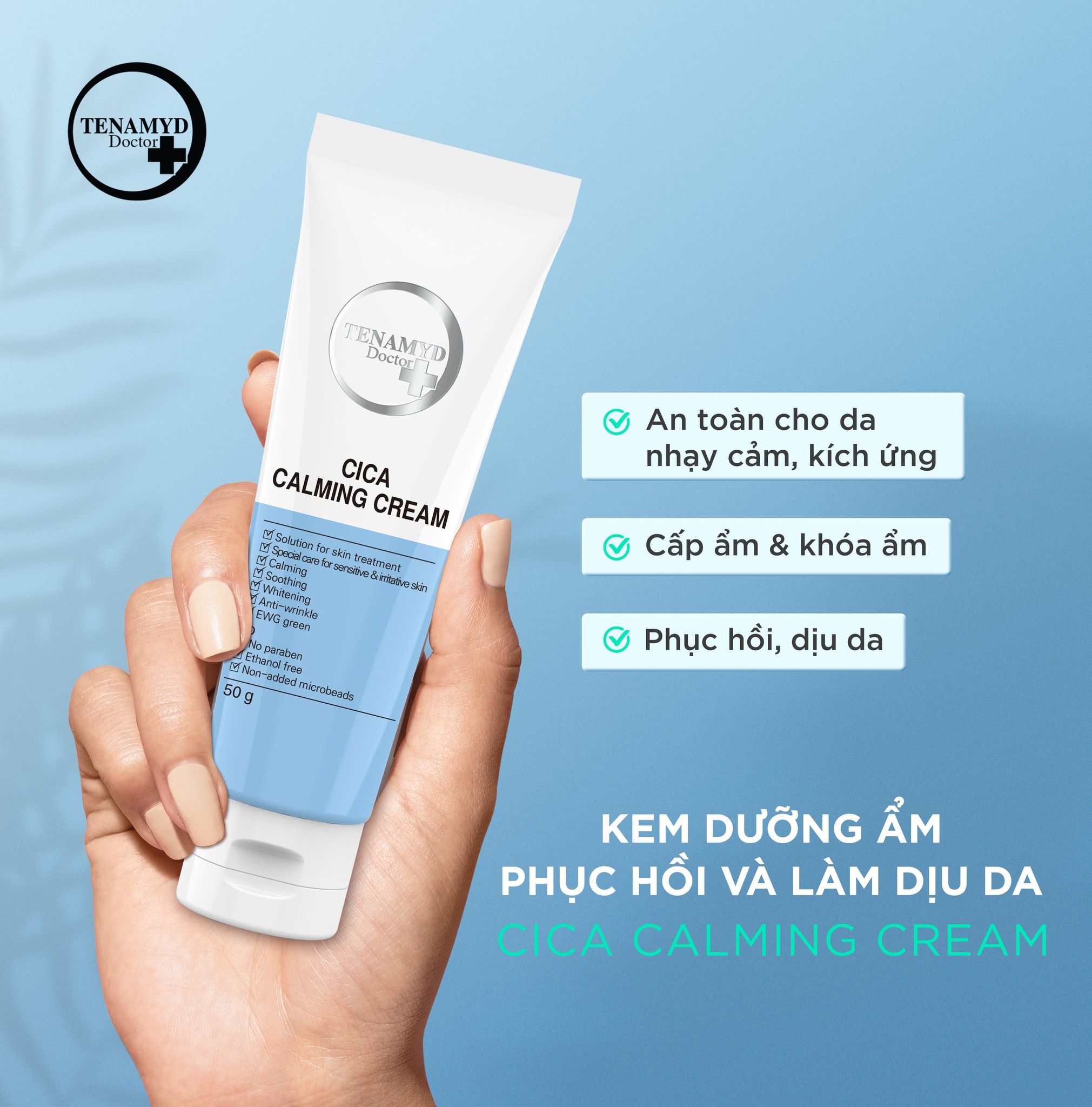 Kem dưỡng ẩm phục hồi và làm dịu da - TENAMYD DOCTOR CICA CALMING CREAM/ Tuýp/ 50g