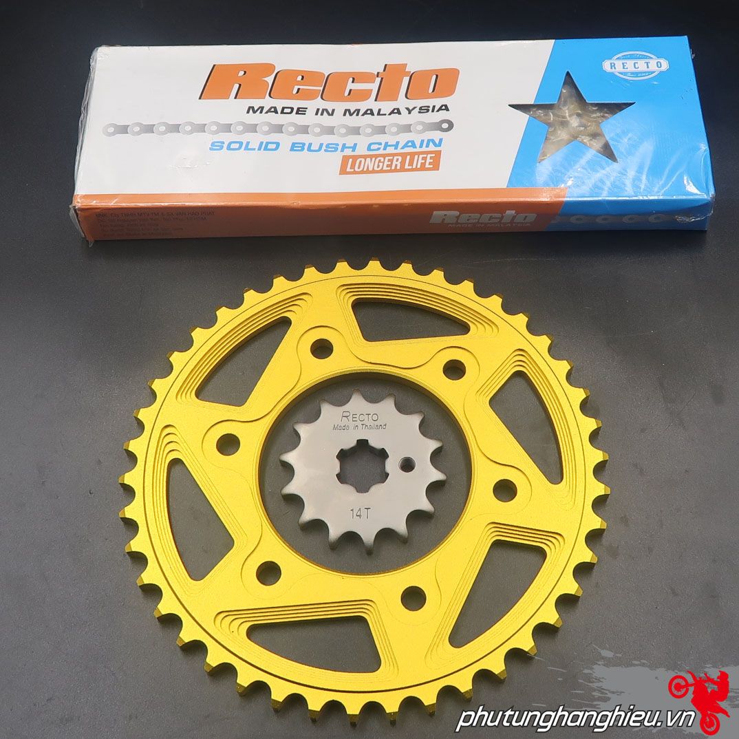 Combo dĩa nhôm 7075 nhông Recto kết hợp sên vàng Recto cho Exciter 150
