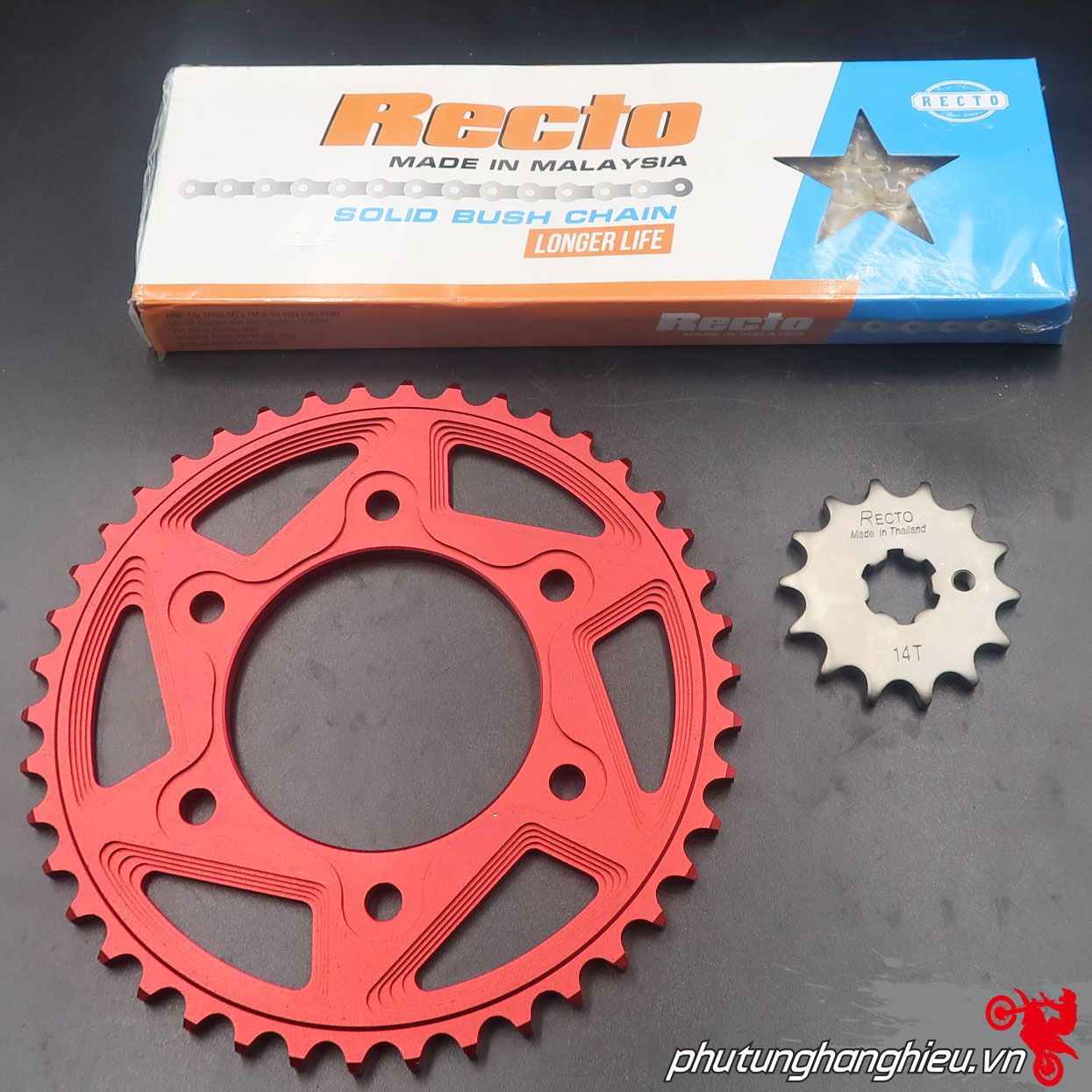 Combo dĩa nhôm 7075 nhông Recto kết hợp sên vàng Recto cho Exciter 150