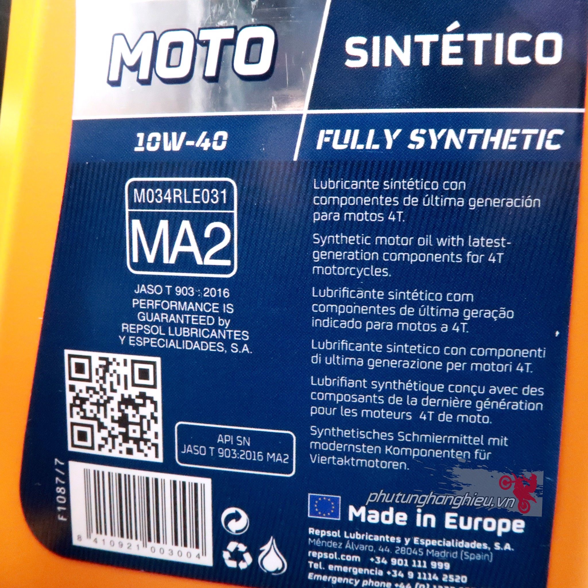 Nhớt Repsol Moto Sintetico 4T 10W40 1L/1L1/1L3