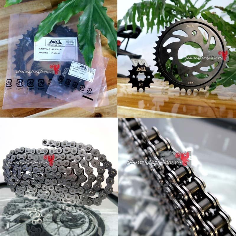 Nhông dĩa Akei và sên phốt cao su TFX cho Raider Fi
