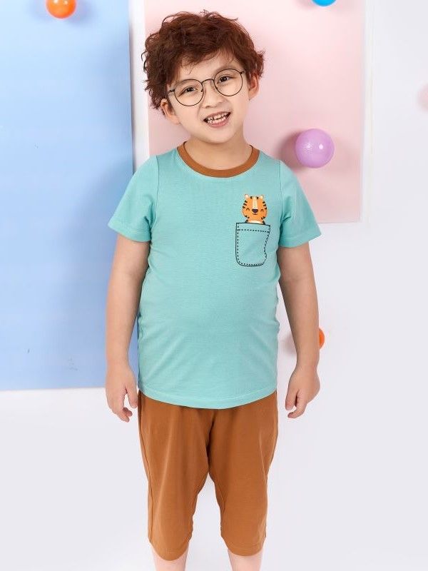 Bộ đồ lửng cotton bé trai Econice B026