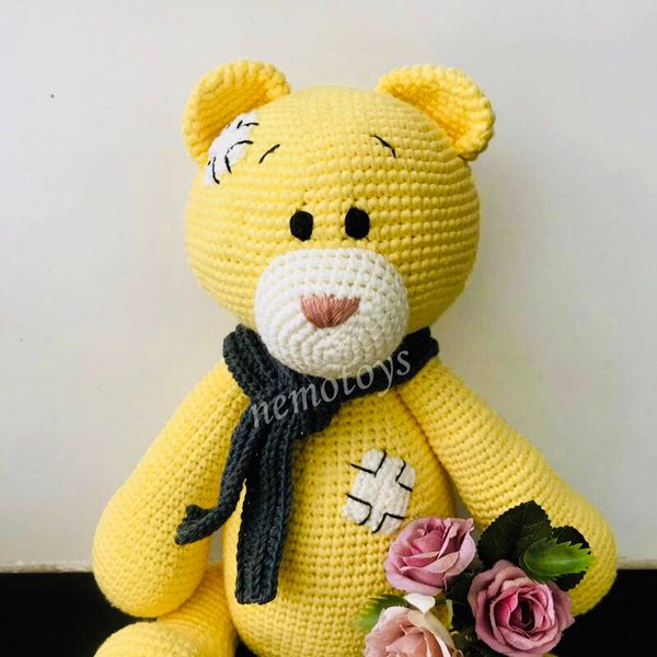  GẤU POOH VÀNG (41cm) - Thú bông bằng len handmade NemoToys, Thú len nhồi bông Amigurumi 